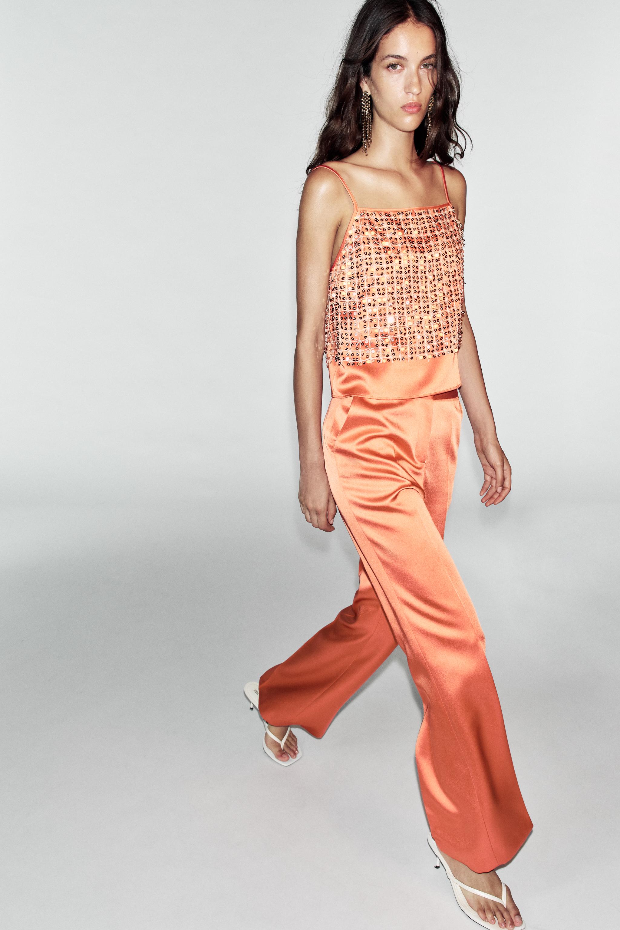 SATIN STRAIGHT-LEG TROUSERS